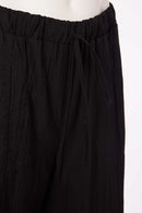 Wide Leg Drawstring Crinkle Trouser - Black