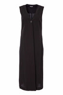 Long Side Slits Crinkle Waistcoat - Black