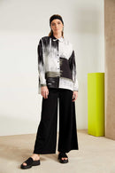 Brush Stroke Print Shirt - White/army