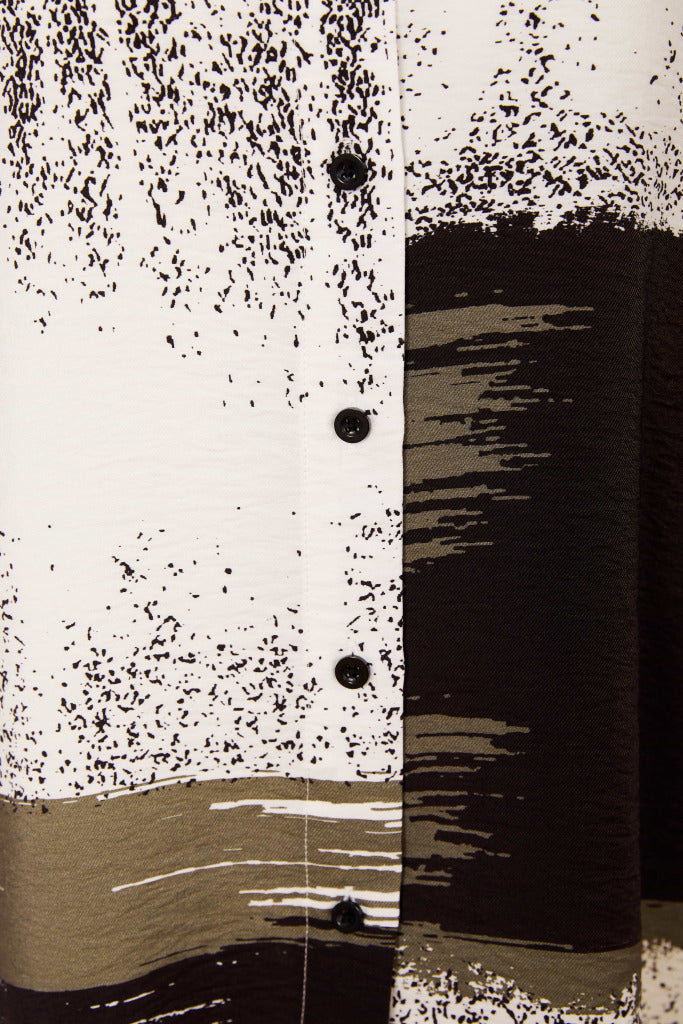 Brush Stroke Print Shirt - White/army