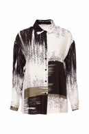 Brush Stroke Print Shirt - White/army