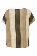 Wide Stripe Scratch Print Top - Army