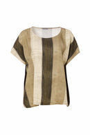 Wide Stripe Scratch Print Top - Army