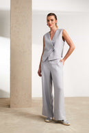 Asymmetric Style Waistcoat - Silver