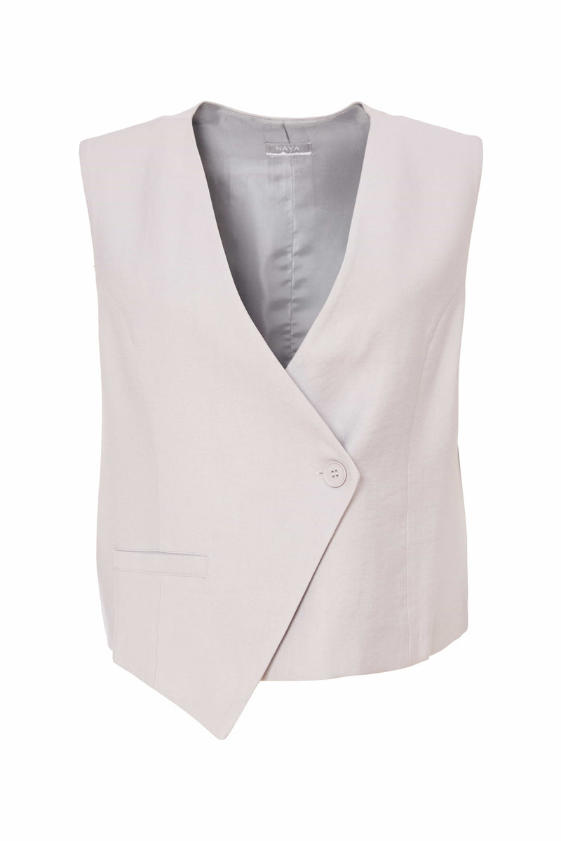 Asymmetric Style Waistcoat - Silver