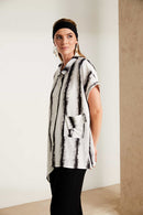 Wide Leg Drawstring Crinkle Trouser - Black