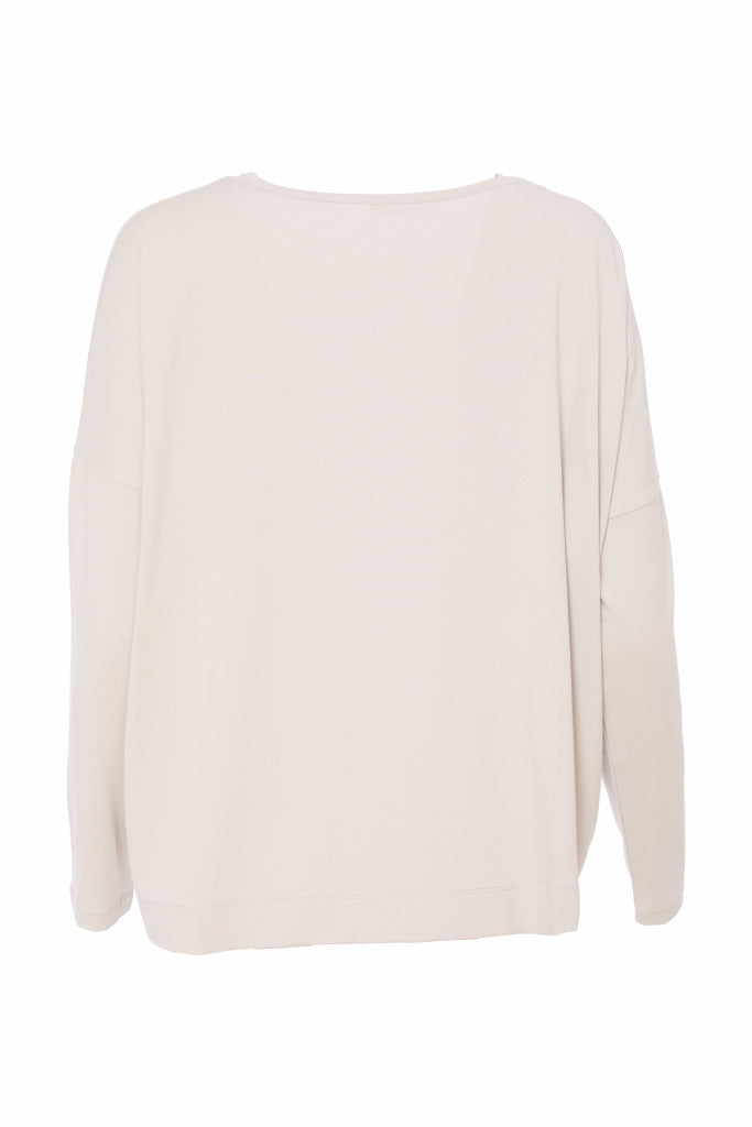 Brush Stroke Placement Print Top - Offwhite/navy