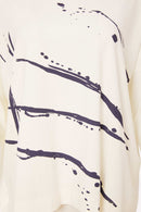 Brush Stroke Placement Print Top - Offwhite/navy