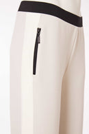 Contrast Panel Pull Up Trouser - Sand/offwhite
