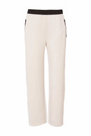 Contrast Panel Pull Up Trouser - Sand/offwhite
