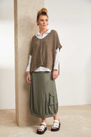 Square Oversize V Neck Jumper - Toffee