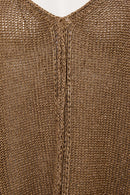 Square Oversize V Neck Jumper - Toffee