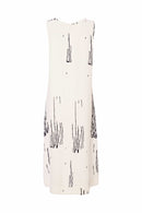 Scratch Print Round Neck Dress - White/french Blue