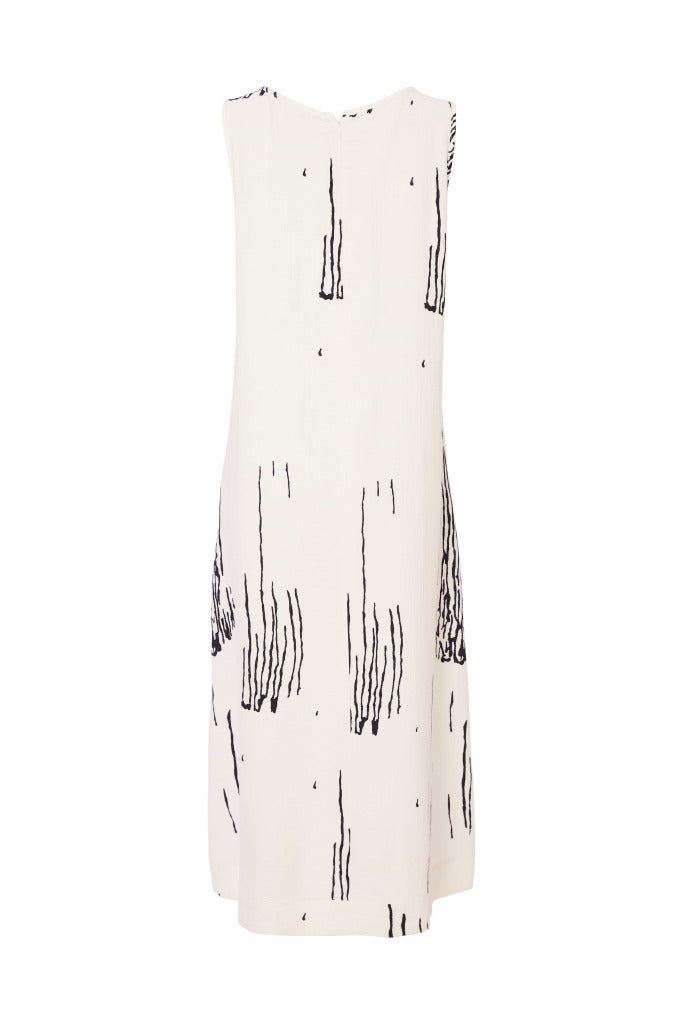 Scratch Print Round Neck Dress - White/french Blue
