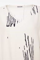 Scratch Print V Neck Top - White/french Blue
