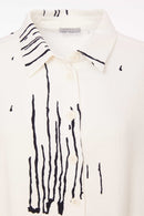 Scratch Print Textured Fabric Top - White/french Blue