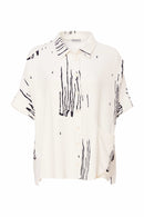 Scratch Print Textured Fabric Top - White/french Blue