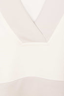Contrast Pocket And Neckline Top - Sand/offwhite
