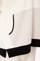 Contrast Pocket And Neckline Top - Sand/offwhite