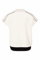 Contrast Pocket And Neckline Top - Sand/offwhite