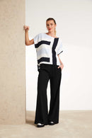 Wide Leg Drawstring Crinkle Trouser - Black