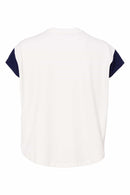 Contrast Bands Square Shape Top - French Blue/white