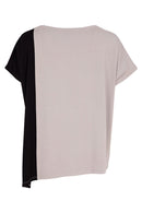 Placement Print Angle Hem Top - Taupe/black