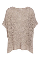 Waffle Effect V Neck Jumper - Taupe