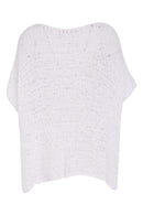 Waffle Effect V Neck Jumper - White