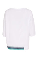 Placement Print Contrast Hem Top - White/mint