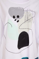 Placement Print Contrast Hem Top - White/mint