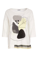 Placement Print Contrast Hem Top - White/lemon
