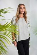Faded Washed Round Neck Top - Taupe