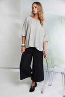 Faded Washed Round Neck Top - Taupe