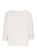 Contrast Piping Round Neck Top - White