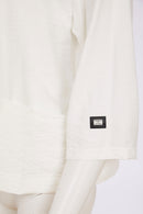 Contrast Piping Round Neck Top - White