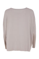 Placement Print Round Neck Top - Taupe/black