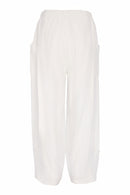 Side Panel Soft Pull On Trouser - White