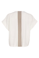 Contrast Zip Panels V Neck Top - Pebble