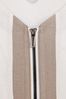 Contrast Zip Panels V Neck Top - Pebble