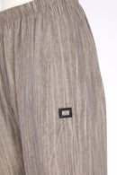 Curved Hem Crinkle Trouser - Taupe