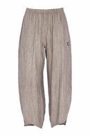 Curved Hem Crinkle Trouser - Taupe