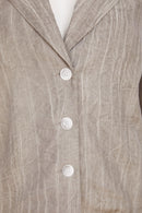 Button Collar Crinkle Waistcoat - Taupe