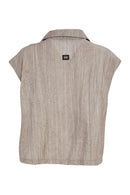 Button Collar Crinkle Waistcoat - Taupe