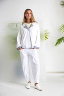 Inverted Pleat Cuff Trouser - White