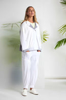 Inverted Pleat Cuff Trouser - White