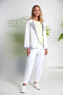 Inverted Pleat Cuff Trouser - White