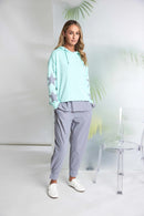 Contrast Cuff Hooded Top - Mint