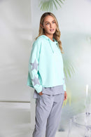 Contrast Cuff Hooded Top - Mint