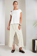 Round Neck Waffle Top - White